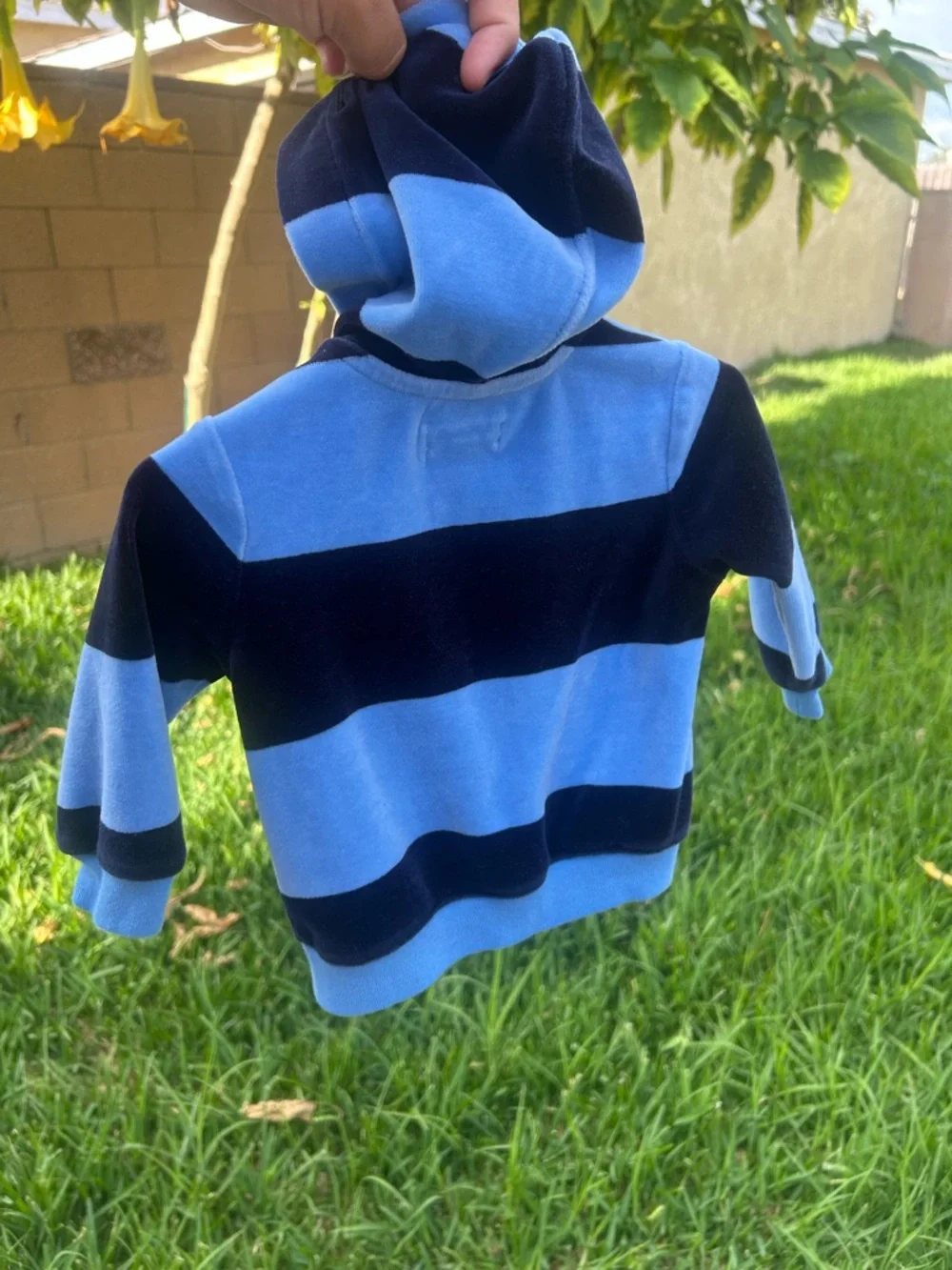 Ralph Lauren Blue & Navy Striped Hooded Zip Sweatshirt